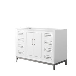 Marlena 48 Inch Single Bathroom Vanity in White No Countertop No Sink Brushed Nickel Trim