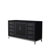 Marlena 60 Inch Single Bathroom Vanity in Black No Countertop No Sink Brushed Nickel Trim