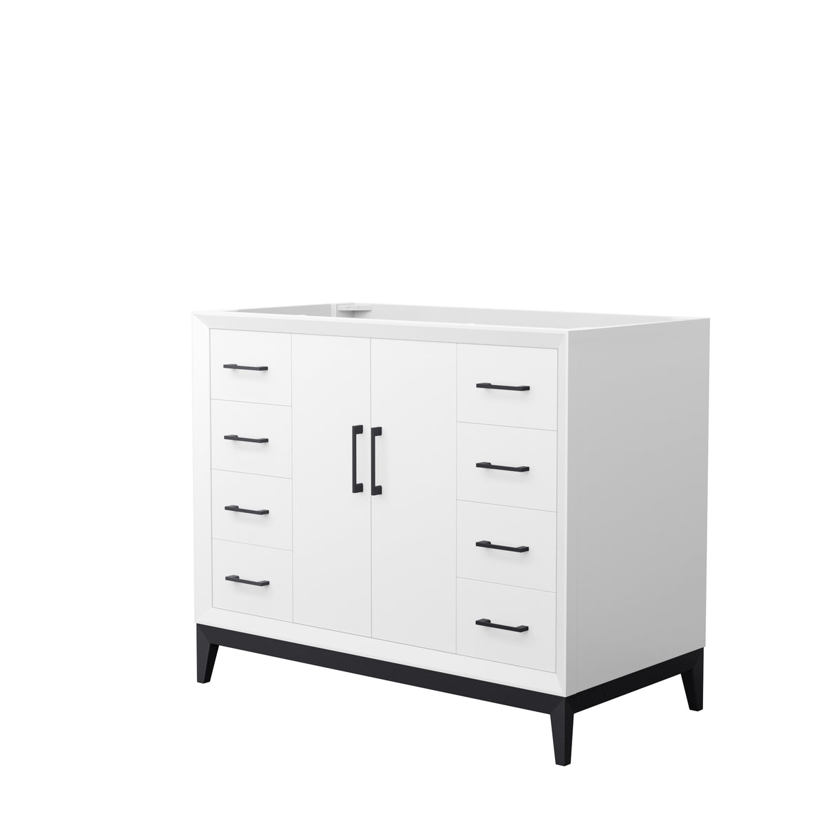 Amici 42 Inch Single Bathroom Vanity in White No Countertop No Sink Matte Black Trim