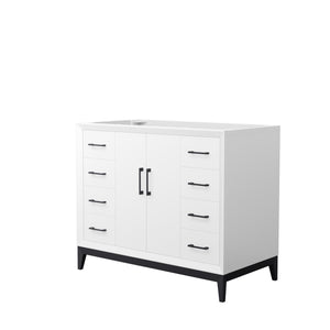 Amici 42 Inch Single Bathroom Vanity in White No Countertop No Sink Matte Black Trim