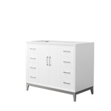 Amici 42 Inch Single Bathroom Vanity in White No Countertop No Sink Brushed Nickel Trim