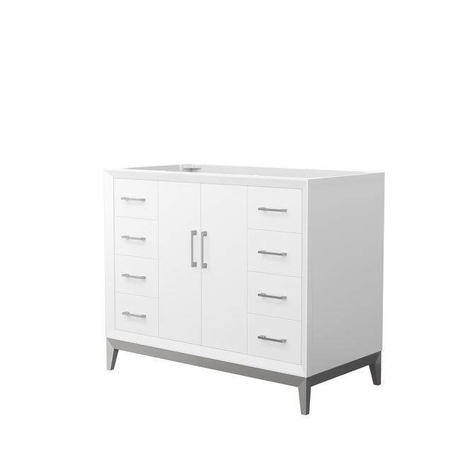Amici 42 Inch Single Bathroom Vanity in White No Countertop No Sink Brushed Nickel Trim