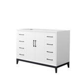 Amici 48 Inch Single Bathroom Vanity in White No Countertop No Sink Matte Black Trim