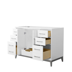 Amici 48 Inch Single Bathroom Vanity in White No Countertop No Sink Brushed Nickel Trim