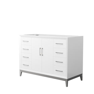 Amici 48 Inch Single Bathroom Vanity in White No Countertop No Sink Brushed Nickel Trim