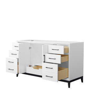 Amici 60 Inch Single Bathroom Vanity in White No Countertop No Sink Matte Black Trim