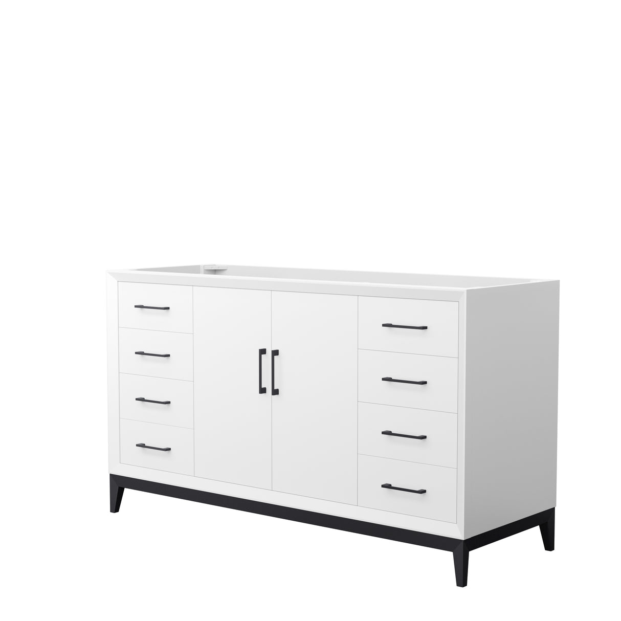 Amici 60 Inch Single Bathroom Vanity in White No Countertop No Sink Matte Black Trim