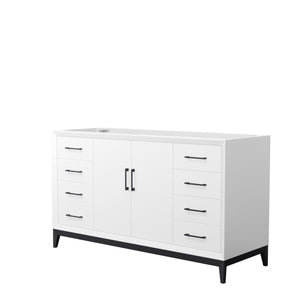 Amici 60 Inch Single Bathroom Vanity in White No Countertop No Sink Matte Black Trim