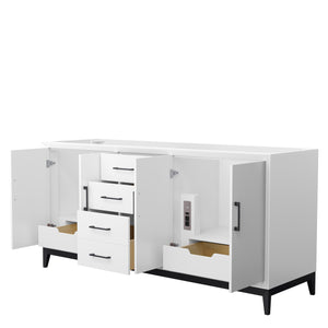 Amici 72 Inch Double Bathroom Vanity in White No Countertop No Sink Matte Black Trim