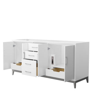 Amici 72 Inch Double Bathroom Vanity in White No Countertop No Sink Brushed Nickel Trim