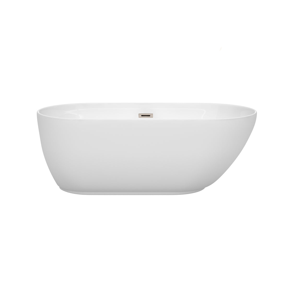 Melissa 60 Inch Freestanding Bathtub in White with Brushed Nickel Drain and Overflow Trim