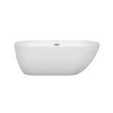 Melissa 60 Inch Freestanding Bathtub in White with Brushed Nickel Drain and Overflow Trim