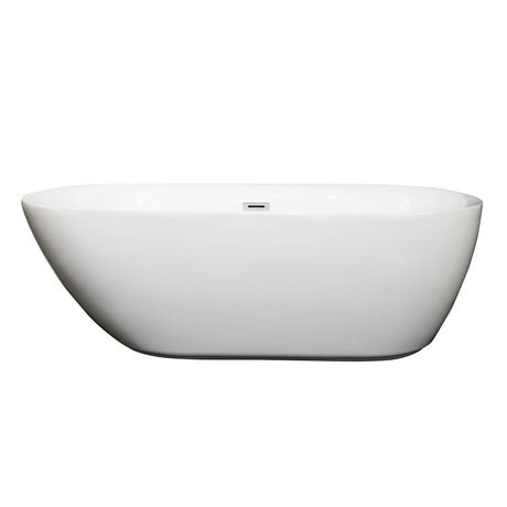Melissa 65 Inch Freestanding Bathtub in White with Polished Chrome Drain and Overflow Trim