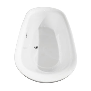 Melissa 65 Inch Freestanding Bathtub in White with Floor Mounted Faucet Drain and Overflow Trim in Polished Chrome