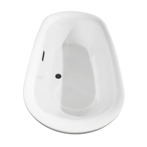 Melissa 65 Inch Freestanding Bathtub in White with Matte Black Drain and Overflow Trim