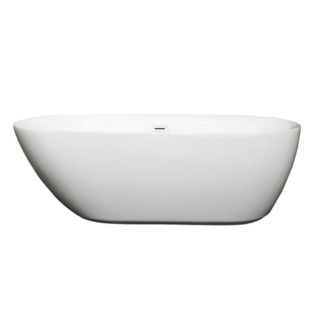 Melissa 65 Inch Freestanding Bathtub in White with Shiny White Drain and Overflow Trim