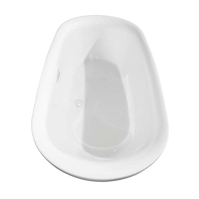 Melissa 65 Inch Freestanding Bathtub in White with Shiny White Trim and Floor Mounted Faucet in Brushed Gold