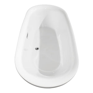 Melissa 71 Inch Freestanding Bathtub in White with Floor Mounted Faucet Drain and Overflow Trim in Polished Chrome