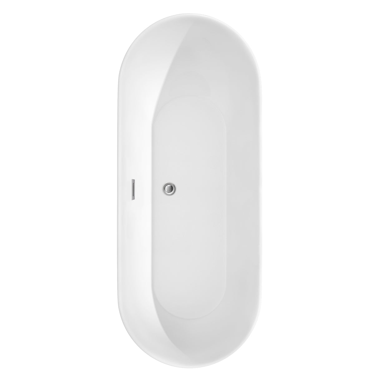 Melissa 71 Inch Freestanding Bathtub in White with Polished Chrome Drain and Overflow Trim