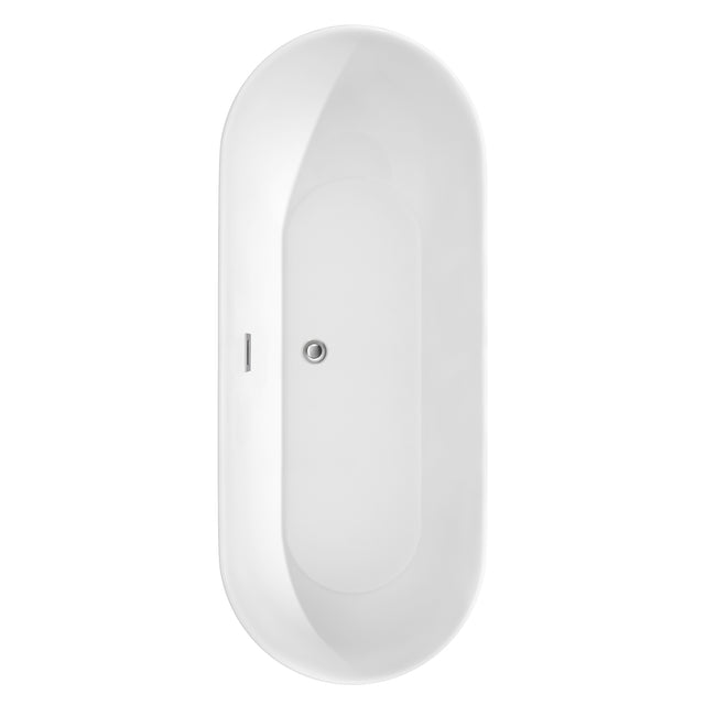Melissa 71 Inch Freestanding Bathtub in White with Polished Chrome Trim and Floor Mounted Faucet in Brushed Gold