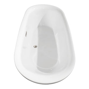 Melissa 71 Inch Freestanding Bathtub in White with Brushed Nickel Drain and Overflow Trim