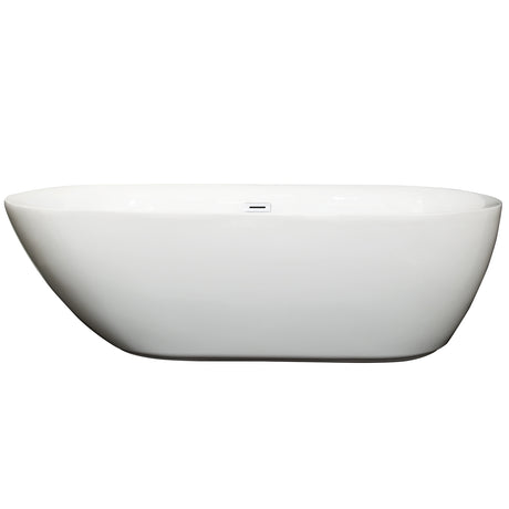 Melissa 71 Inch Freestanding Bathtub in White with Shiny White Drain and Overflow Trim
