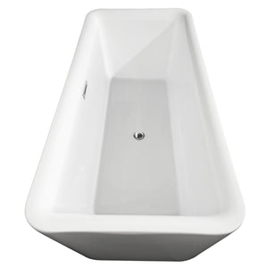 Emily 69 Inch Freestanding Bathtub in White with Polished Chrome Drain and Overflow Trim