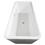 Emily 69 Inch Freestanding Bathtub in White with Polished Chrome Trim and Floor Mounted Faucet in Brushed Gold