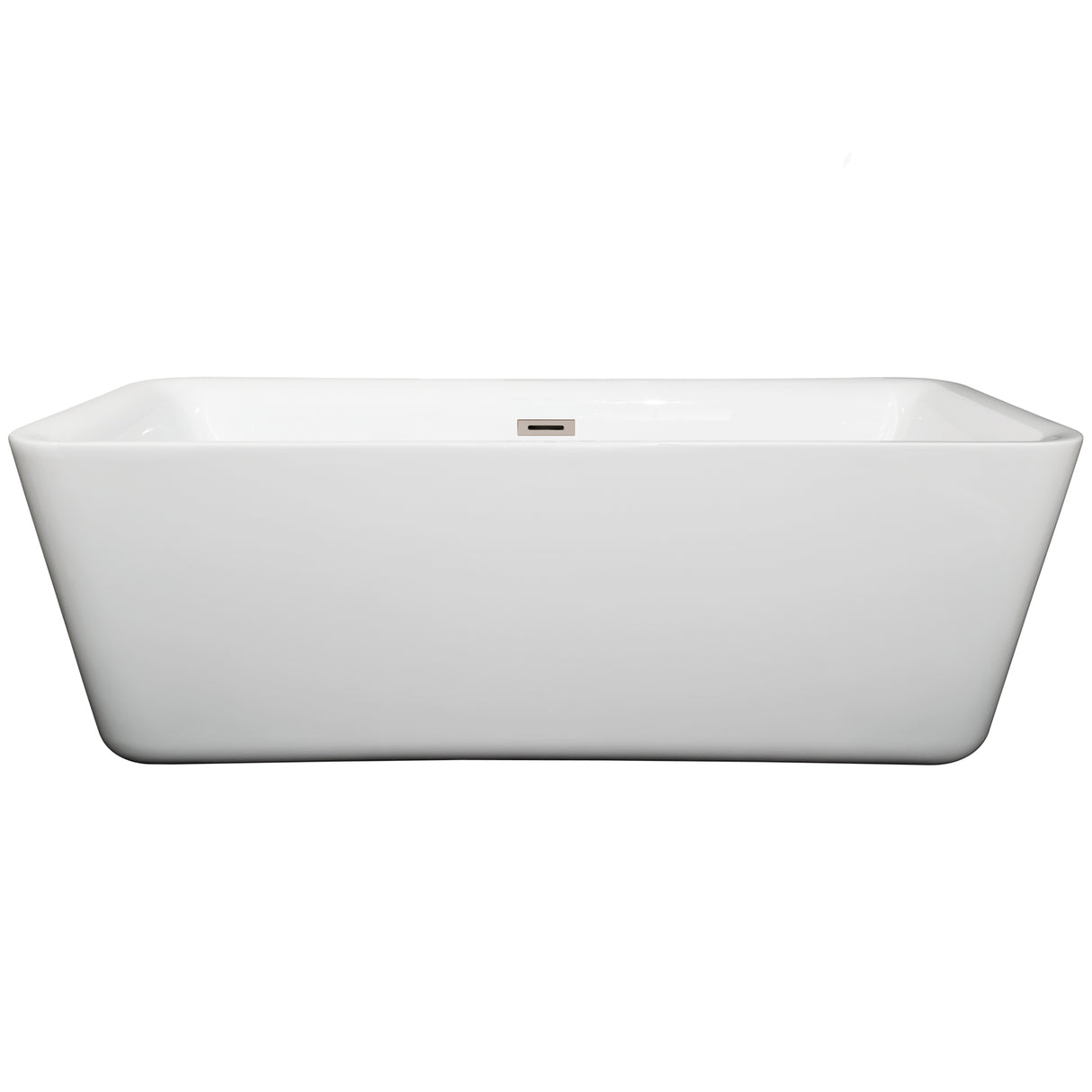 Emily 69 Inch Freestanding Bathtub in White with Brushed Nickel Drain and Overflow Trim