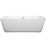 Emily 69 Inch Freestanding Bathtub in White with Brushed Nickel Drain and Overflow Trim