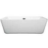 Emily 69 Inch Freestanding Bathtub in White with Matte Black Drain and Overflow Trim