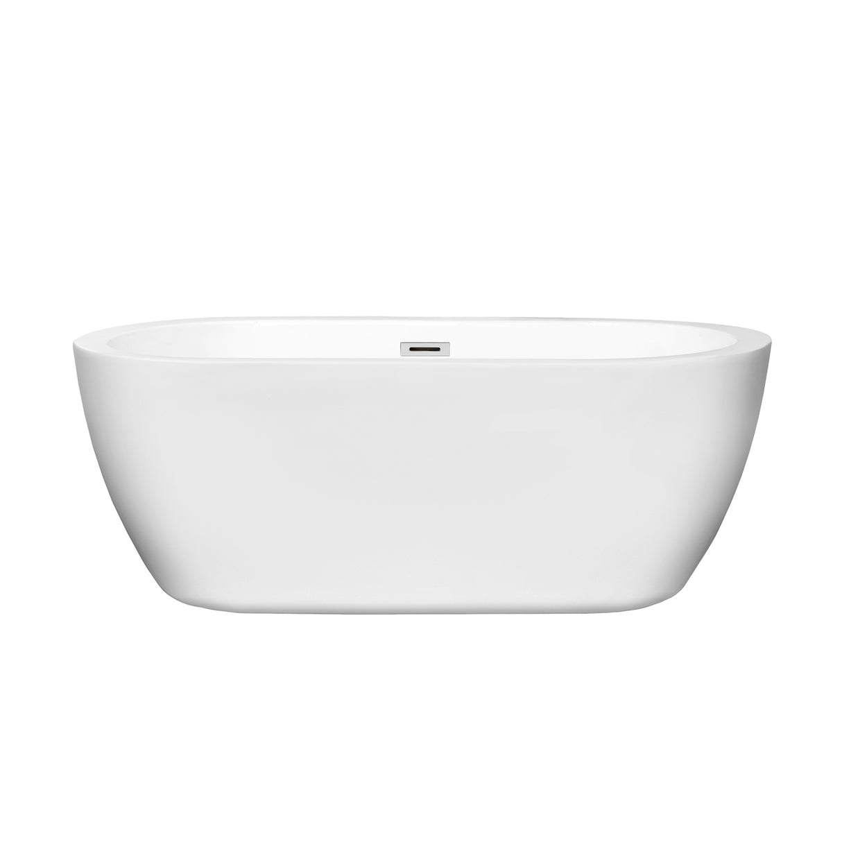 Soho 60 Inch Freestanding Bathtub in White with Polished Chrome Drain and Overflow Trim