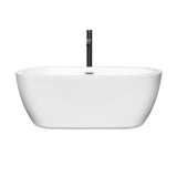 Soho 60 Inch Freestanding Bathtub in White with Polished Chrome Trim and Floor Mounted Faucet in Matte Black