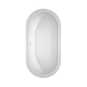 Soho 60 Inch Freestanding Bathtub in White with Shiny White Trim and Floor Mounted Faucet in Matte Black