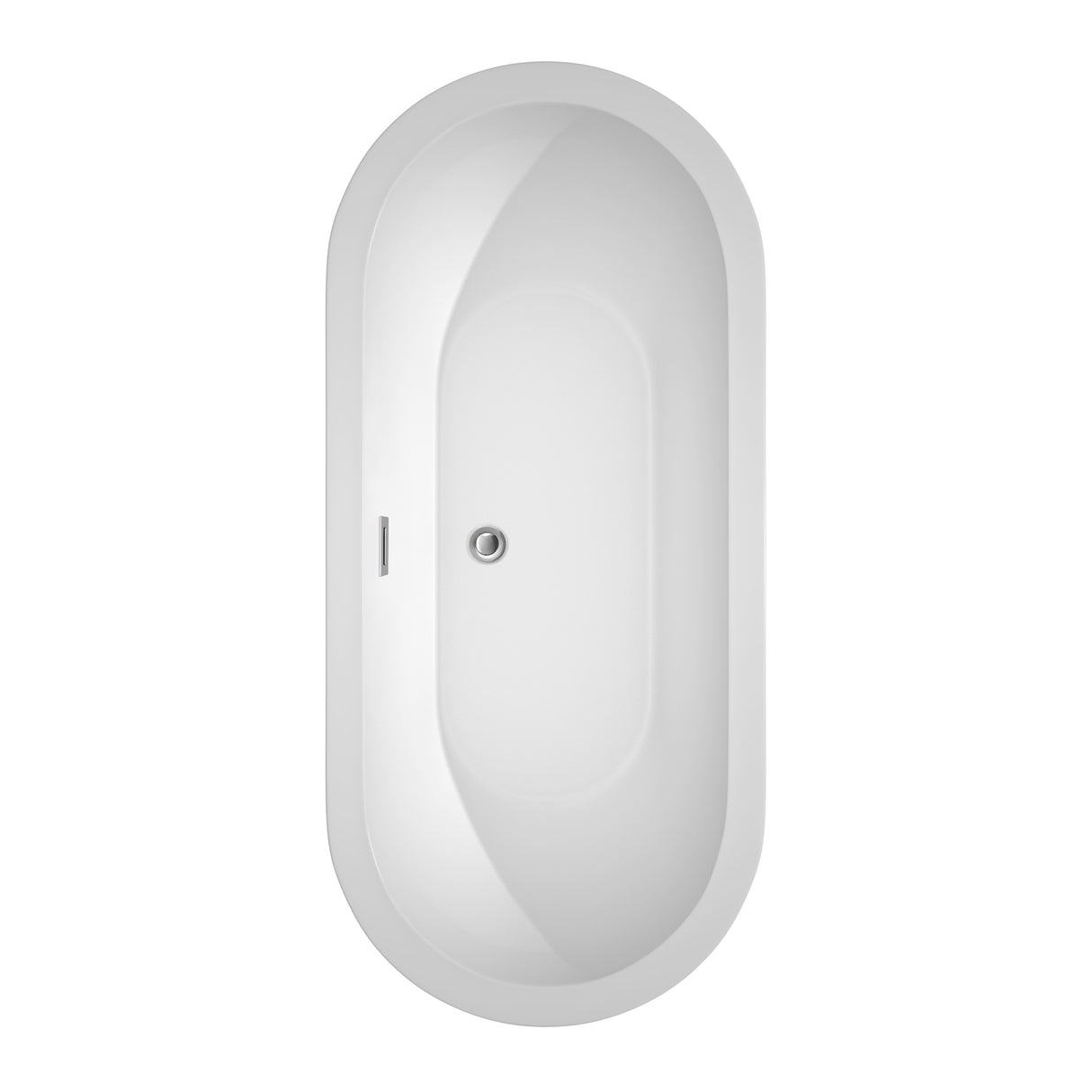 Soho 68 Inch Freestanding Bathtub in White with Polished Chrome Drain and Overflow Trim