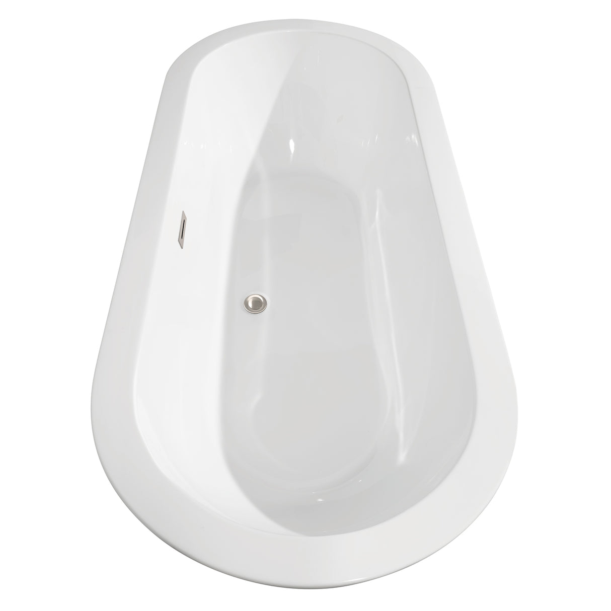 Soho 68 Inch Freestanding Bathtub in White with Floor Mounted Faucet Drain and Overflow Trim in Brushed Nickel