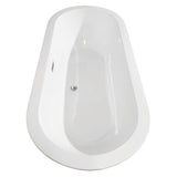 Soho 68 Inch Freestanding Bathtub in White with Floor Mounted Faucet Drain and Overflow Trim in Brushed Nickel