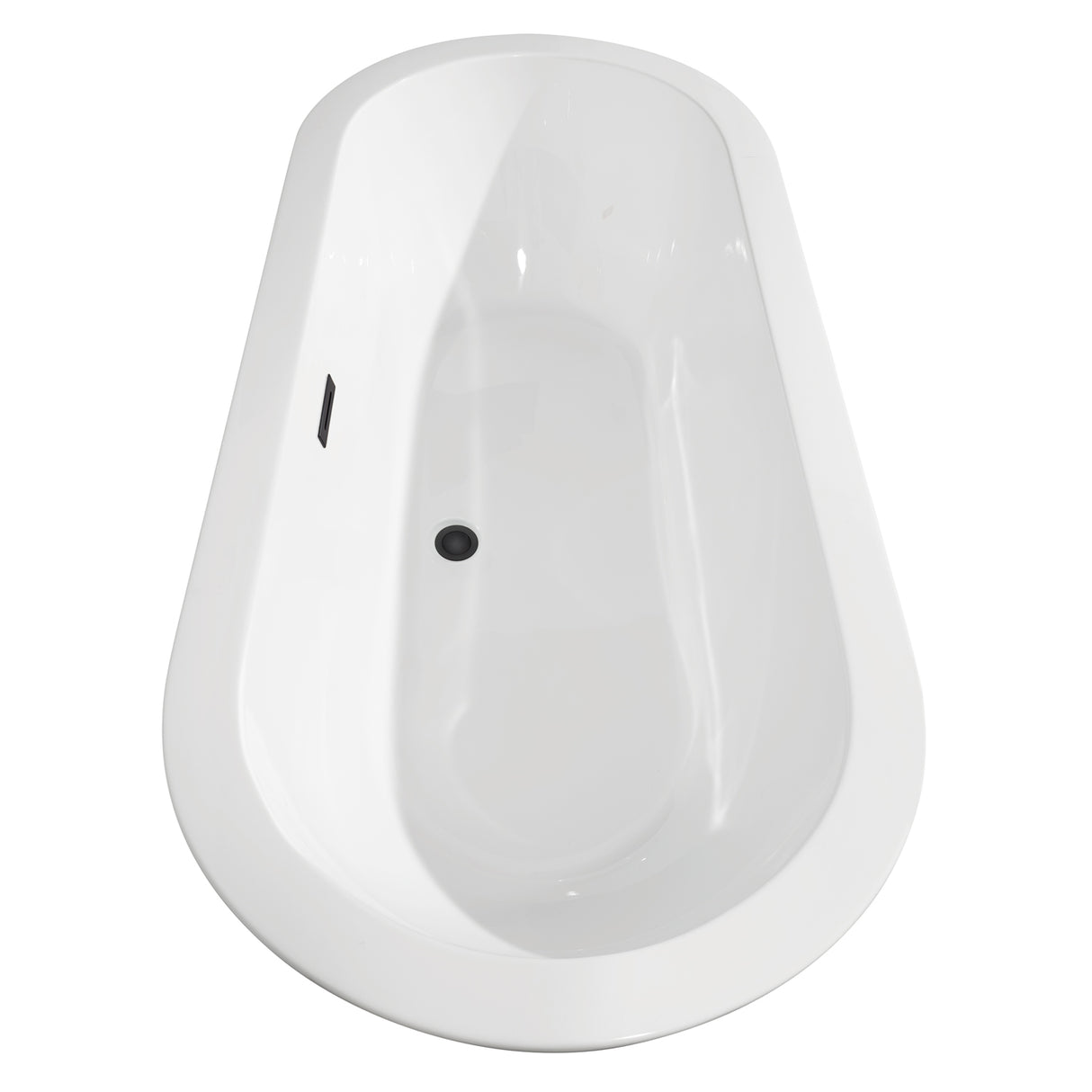 Soho 68 Inch Freestanding Bathtub in White with Matte Black Drain and Overflow Trim