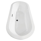 Soho 68 Inch Freestanding Bathtub in White with Floor Mounted Faucet Drain and Overflow Trim in Matte Black