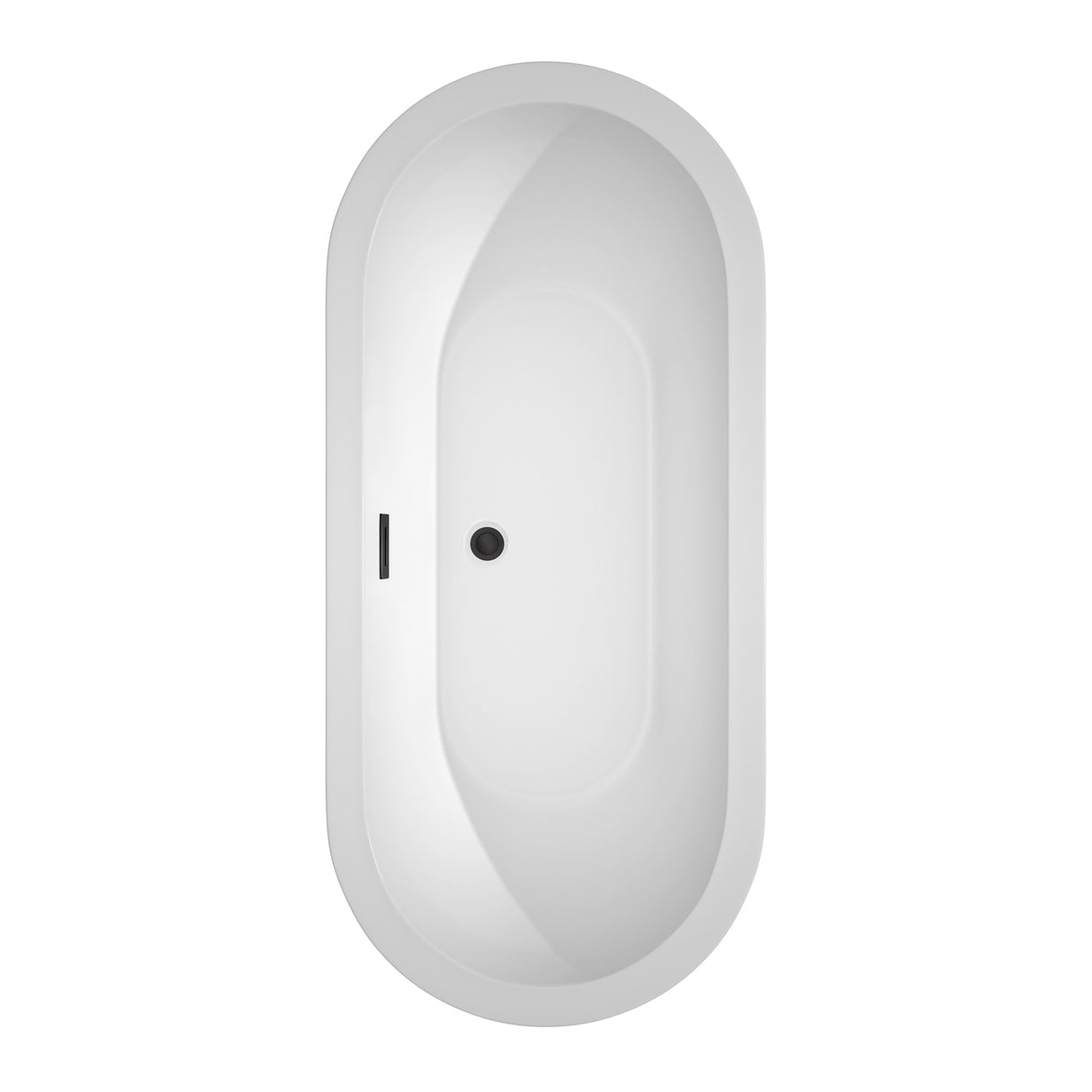 Soho 68 Inch Freestanding Bathtub in White with Matte Black Drain and Overflow Trim