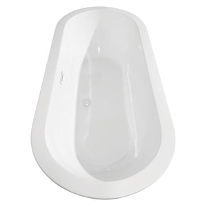 Soho 68 Inch Freestanding Bathtub in White with Shiny White Drain and Overflow Trim