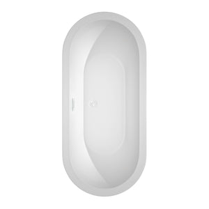 Soho 68 Inch Freestanding Bathtub in White with Shiny White Trim and Floor Mounted Faucet in Matte Black