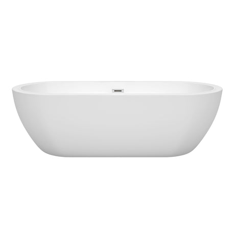 Soho 72 Inch Freestanding Bathtub in White with Polished Chrome Drain and Overflow Trim