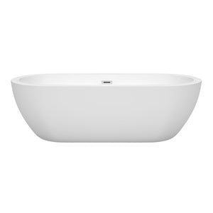 Soho 72 Inch Freestanding Bathtub in White with Polished Chrome Drain and Overflow Trim