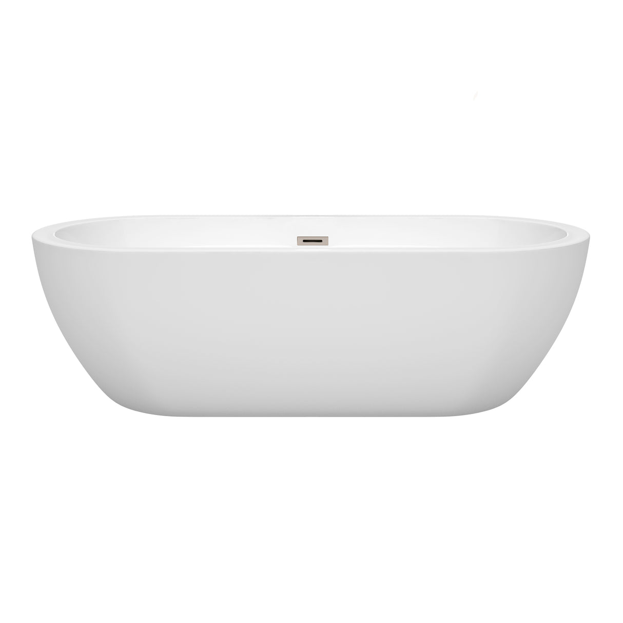 Soho 72 Inch Freestanding Bathtub in White with Brushed Nickel Drain and Overflow Trim
