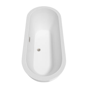 Soho 72 Inch Freestanding Bathtub in White with Brushed Nickel Drain and Overflow Trim