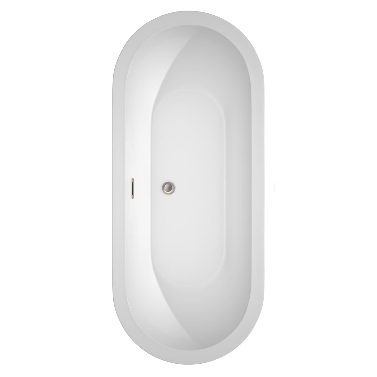 Soho 72 Inch Freestanding Bathtub in White with Floor Mounted Faucet Drain and Overflow Trim in Brushed Nickel