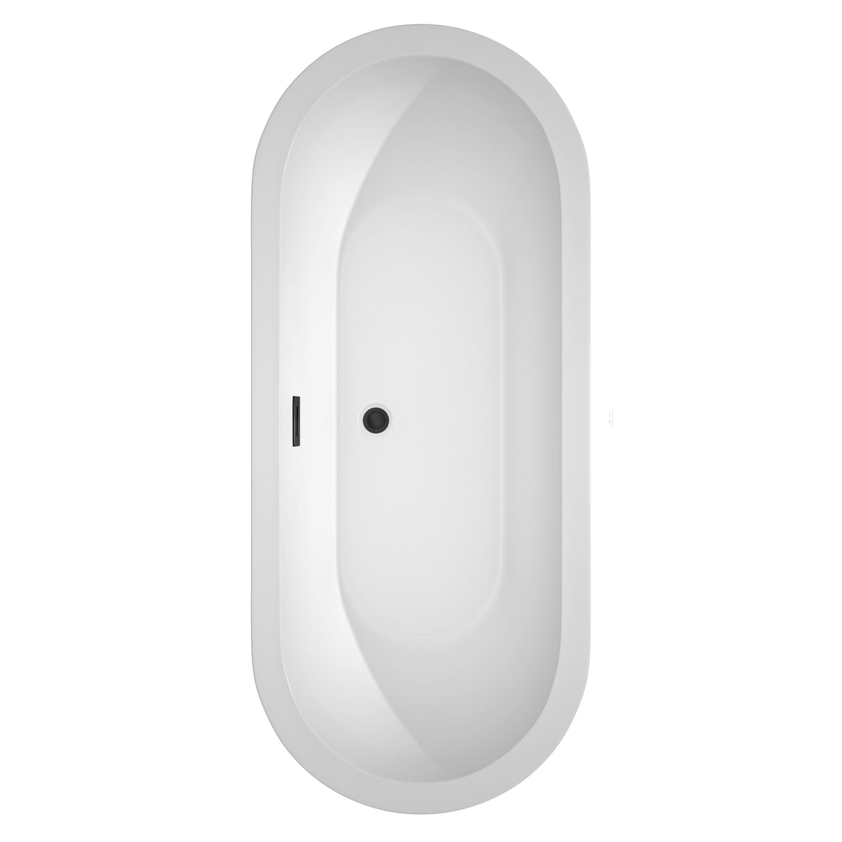 Soho 72 Inch Freestanding Bathtub in White with Floor Mounted Faucet Drain and Overflow Trim in Matte Black