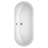 Soho 72 Inch Freestanding Bathtub in White with Floor Mounted Faucet Drain and Overflow Trim in Matte Black