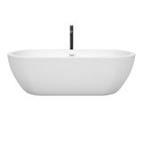 Soho 72 Inch Freestanding Bathtub in White with Shiny White Trim and Floor Mounted Faucet in Matte Black
